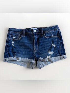 Studio Blue Distressed Denim Shorts Size 28 Stretch Cuffed